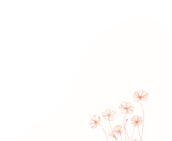 masque blanc avec fleurs orange pastel