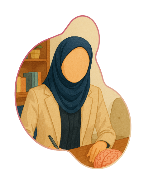femme en costume sur un bureau avec un cerveau